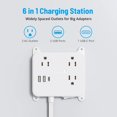 thumbnail image 2 of Regleta de enchufe plano – TROND cable de extensión ultrafino con 3 cargadores USB, estación de carga de escritorio de 3 salidas de CA, soporte de pared, compacto para el hogar, banco de trabajo, elem, 2 of 5