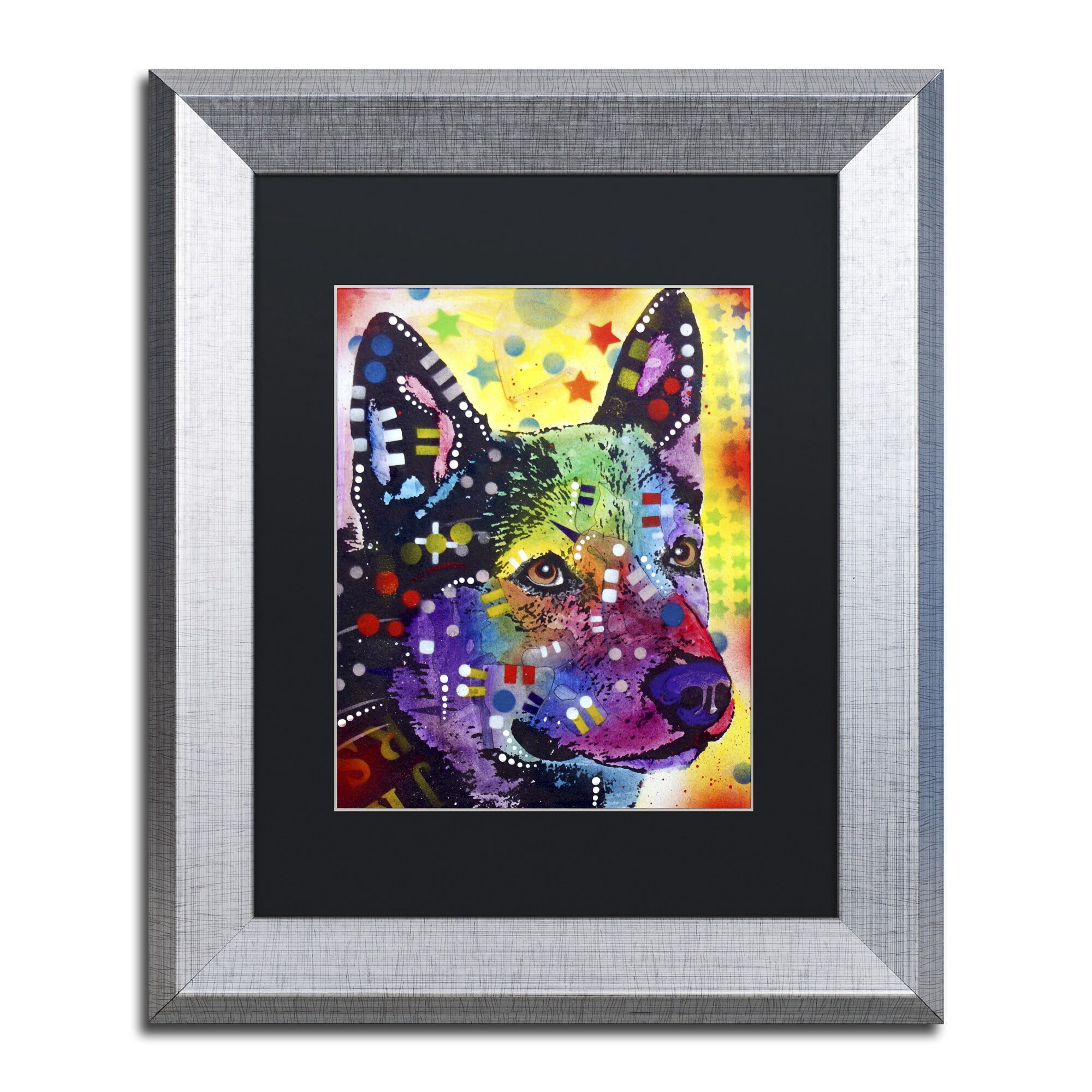 Trademark Fine Art "Aus Cattle Dog" Canvas Art by Dean Russo, Black Matte, Silver Frame