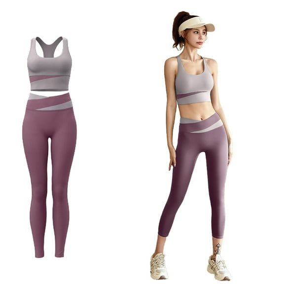 FLMEI 2Pcs Yoga Sets for Women Sports High-Waist Vest Suit - Shockproof Yoga Suits Sets Yoga Pants S-XXL