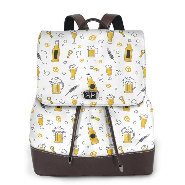 Disketp Beer Mochila de Cuero para Mujer, Bolso de Espalda Antirrobo con Estilo para Viaje, Trabajo y Uso Diario
