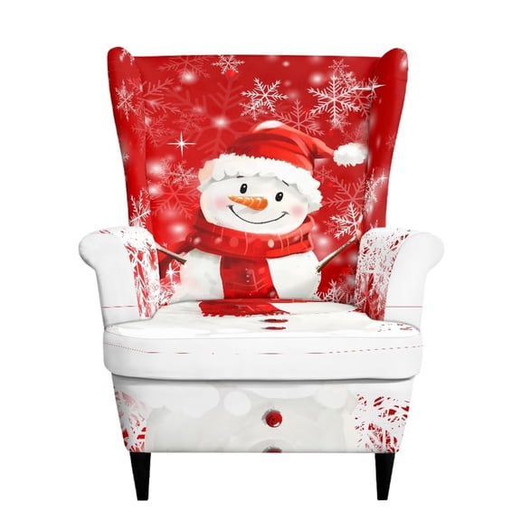Qpednta Winter Snowman Wingback Chair Covers Non Slip Spandex Wing Chair Cover 2-Piece Set Wing Chair Cover Elastic Polyester Armchair Slipcover for Guest Room
