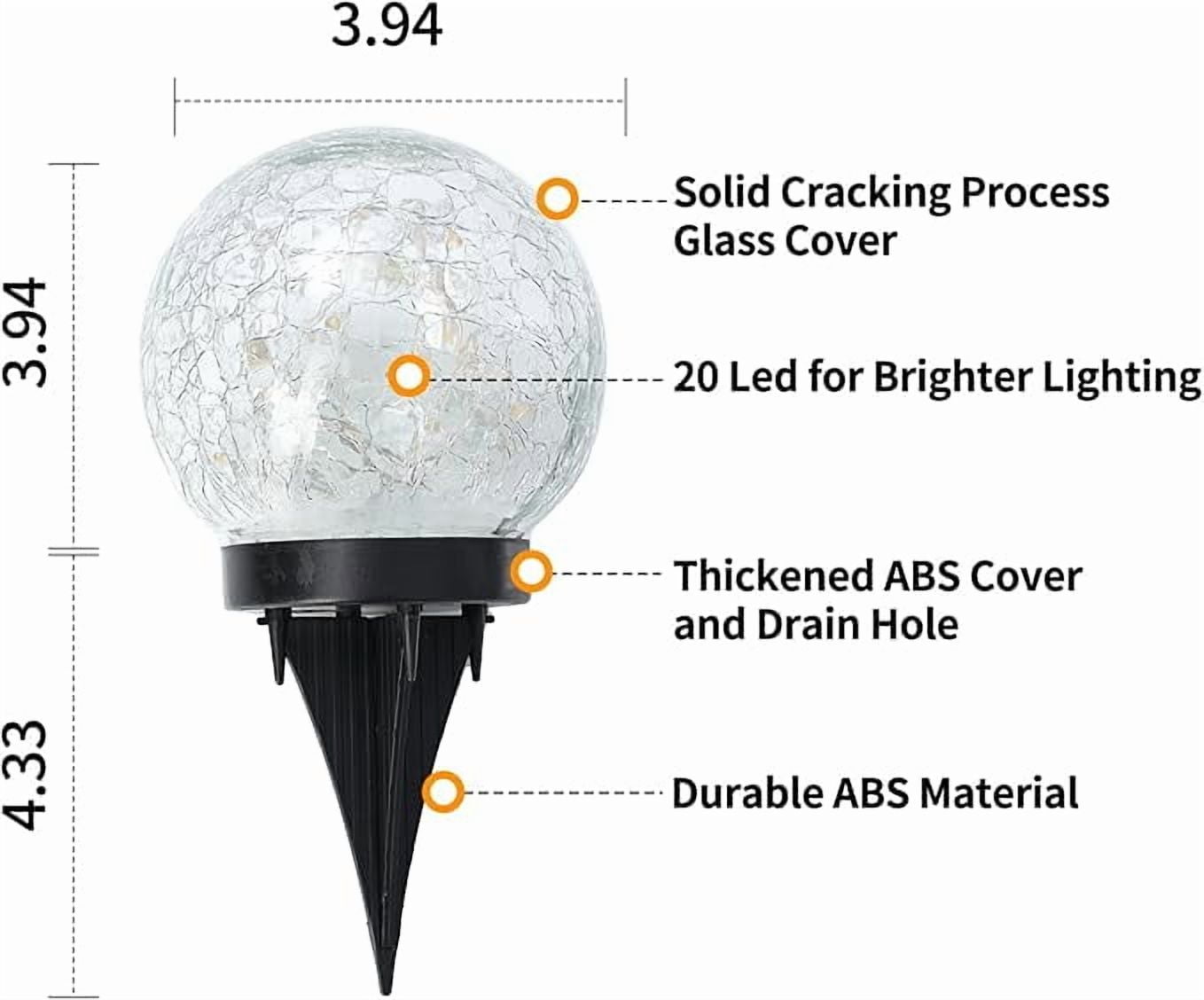 Solar Globe Lights Outdoor Waterproof-Solar Balls Garden-Cracked Glass Ball Solar Lights Outdoor-Solar Orbs Outside-Outdoor Decorations Patio & Yard Lawn Backyard Decor