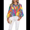 thumbnail image 1 of Blusas Bohemias con Cuello en V y Mangas Farol para Mujer 2025 Flores de Hojas L, 1 of 10
