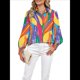 thumbnail image 1 of Blusas Bohemias con Cuello en V y Mangas Farol para Mujer 2025 Flores de Hojas S, 1 of 10
