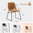 thumbnail image 4 of LUE BONA Set of 2 ALX Faux Leather Dining Chairs with Back, Modern Metal Frame Armless Chairs, 18"High Stools, Whiskey Brown, 4 of 8