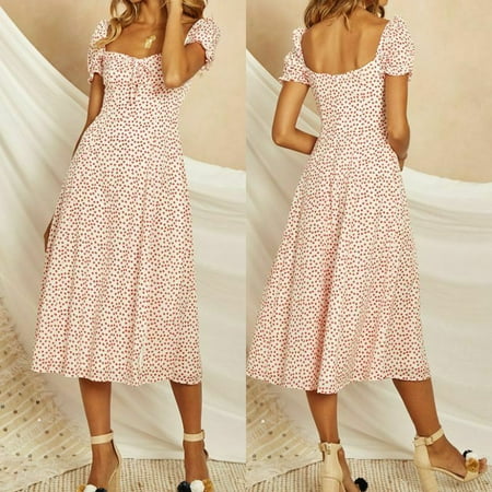 Women Summer Boho Midi Maxi Dress Evening Cocktail Party Beach Dresses Sundress White Size (Best Stores To Find Cocktail Dresses)