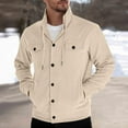 thumbnail image 2 of Corduroy Coat for Men Button Down Drawstring Stand Collar Casual Jackets with Pockets Fall Winter Outerwear (XL, Khaki), 2 of 6