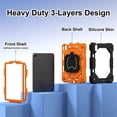 thumbnail image 4 of Funda Resistente a Prueba de Golpes para iPad A16 11 / iPad A16 10, Funda Protectora de Silicona + Capa de PC con Soporte Giratorio de 360° y Asa Cuadrada con Correa para el Hombro, Naranja, para iPa, 4 of 7