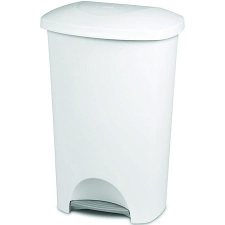 Sterilite Step-on Wastebasket - 11 Gallon Capacity - Solid Color with White Lid