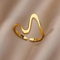 thumbnail image 4 of Anillos abiertos geométricos ahuecados de acero inoxidable para mujer, 48 estilos, Color dorado, regalo de joyería de dedo para niña, envío gratis, 4 of 4