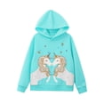 thumbnail image 3 of YONGHS Kids Girls Cartoon Horse Printed Hoodie Sweatshirt Long Sleeve Athletic Jumper Pullover Top Blue Green 8, 3 of 6