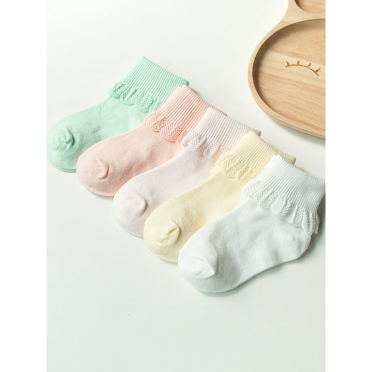 Multicolor Lace Ruffle Baby Socks Soft Cotton Short Anti Slip Floor Socks  1pair