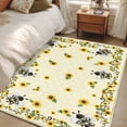 thumbnail image 5 of Sunflower Bee Washable Area Rugs 3'x5', Country Summer Floral Bee Nest Yellow Low Pile Throw Living Room Rug Non-Slip Sturdy Edge Binding Carpet for Indoor Entryway Bedside Kitchen, 5 of 9