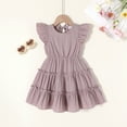 thumbnail image 2 of Tiny Cutey Toddler Baby Girl Dress Summer Ruffle Sleeve Solid Beach Boho Dresses Sundress Clothes for 18-24 Months, 2 of 7