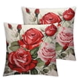 thumbnail image 2 of FUMJ  Red Roses Throw Pillow Covers Set of 2, Valentine's Day Decorative Pillow Case Beautiful Bouquet Flower Cushion Cover for Couch Sofa Wedding Anniversary Decor Gift, 2 of 6
