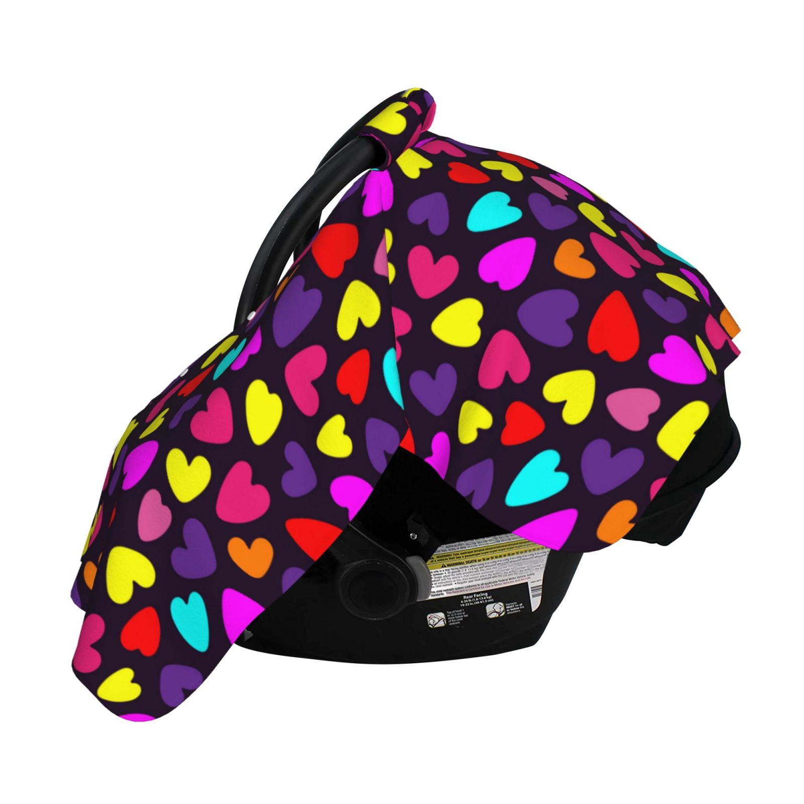 Naloa Colorful Hearts Baby Car Seat Cover, Breathable Baby Carrier Cover, Multiuse Baby Carrier Cover & Nursing Breastfeeding Cover