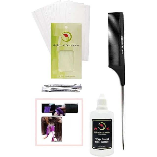 Ensemble d'Outils d'Extension de Ruban pour Cheveux, Languettes de Remplacement à Tenue Extrême (Action Rapide!) Ruban Adhésif/solution de Retrait de Perruque 1.5oz