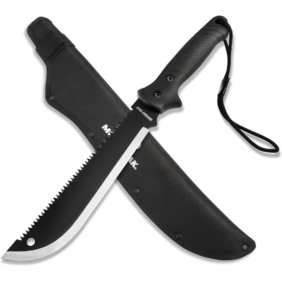 Machete with Saw 19" Sharp Machete with Sheath Ergonomic No-Slip Handle Machetes for Bushcraft Outdoor Hunting Garden Cutting Trees and Yard Work