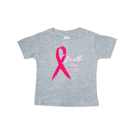 

Inktastic Faith Over Fear Breast Cancer Awareness with Pink Ribbon Gift Baby Boy or Baby Girl T-Shirt