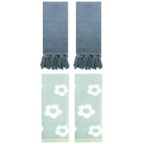 Unique Bargains 4 Pcs Cotton Bathroom Decorative Hand Towels 14" x 30" Blue/Green