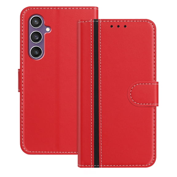 Allytechgroup Flip Wallet Phone Case for Samsung Galaxy S23 FE, RFID Blocking PU Leather Built-in Credit Card Slot Stand Shockproof Full Body Protective for Samsung Galaxy S23 FE, Red