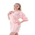 thumbnail image 5 of LYMAYTER M-2XL Women Fashion Bathrobe Summer Cozy Satin Robe Solid Color Kimono Sleepwear with Pocket, 5 of 8