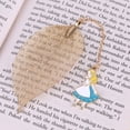 thumbnail image 5 of 1Pc Gold Metal Leaf Bookmark with Pendant for Book Paper Reading Alice, 5 of 12