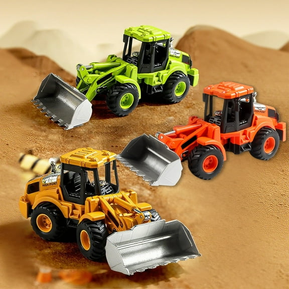 syligr 3 PCS Bulldozer Toy for Boys 3-5 Year Old - Push and Go Construction Vehicles Toys, Kid Inertia Power Car, Friction Powered Tractor Shovel, Excavator Toys for Toddler Boys Ages 3 4 5 6 7
