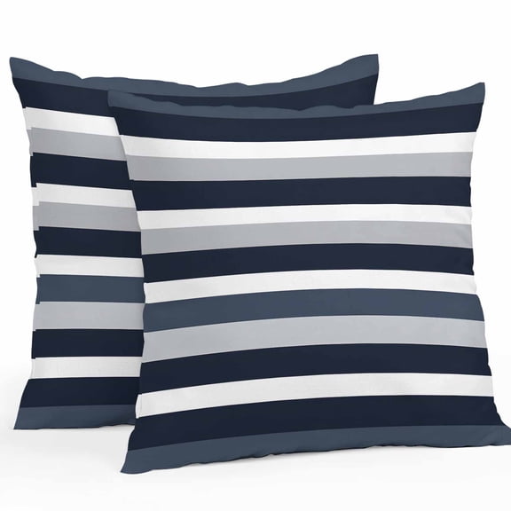 Navy Blue Outdoor Pillow Covers Pack of 2 Grey Black Stripe Abstract Geometric Striped Waterproof Throw Pillow Covers Decorative Cushion Cases for Patio Garden Tent Balcony Couch 16x16 inch