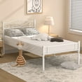 thumbnail image 4 of Katkuca Twin Metal Bed Frame Heavy Duty Platform with Headboard No Box Spring Needed,White, 4 of 4