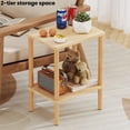 thumbnail image 4 of Solid Wood Side Table with 2-Tier Storage, Narrow Nightstand for Small Spaces, Bedroom, Living Room, 4 of 8