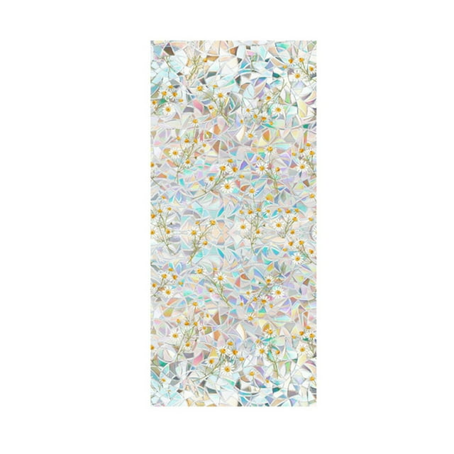 Window Protective Film, Stained Glass Window Film Non-Adhesive Static Cling Rainbow Daisy Glass Window Film Window Stickers, 17.71 x 39.37 Inches, 16.92 x 78.74 Inches