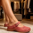 thumbnail image 5 of hoksml Women Round Toe Cutout Mule Clogs, Buckle Ankle Strap Slip On Low Wedge Casual Shoes, 5 of 6
