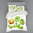 thumbnail image 1 of Fruit Duvet Cover Set, Whole and Sliced Kiwis Watercolor Tropical Food Exotic Vegan Options, Bedding Set with Shams and Fitted Sheet, 3 Sizes, by Ambesonne, 1 of 3