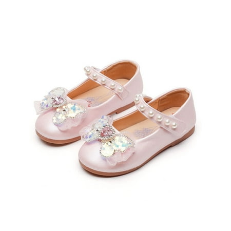 

Bellella Girls Dress Shoes Bowknot Flats Ankle Strap Mary Jane Sandals Casual Princess Shoe School Dance Pink 1Y