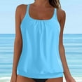 thumbnail image 2 of vigerkar Blouson Tankini Tops for Women Loose Fit Modest Quick Dry Bathing Suit Light Blue, L, 2 of 6
