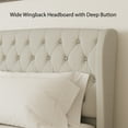 thumbnail image 5 of VIPLOV King Upholstered Sleigh Bed Frame with 52" Tall Wingback Headboard, Noise-Free, 2 Package in All, Cream, 5 of 6