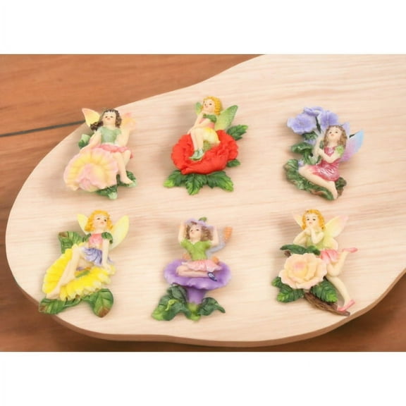 Fairies with Flowers Magnetic Decor Set of 6 Refrigerator Art