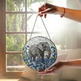thumbnail image 4 of Elephant With Blue Forget Me Not Flower GLASS Suncatcher, Elephant Home Decor, Elephant Lover Gift, Blue Flower Decor, Suncatcher Decor, 4 of 4