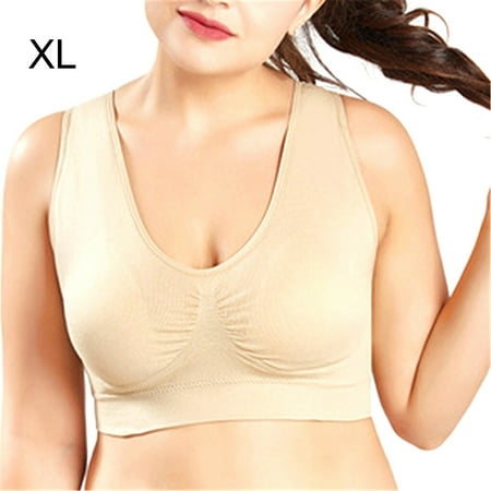 

maytalsoy Seamless Bra Wireless Push up Lingerie Plus Size Yoga Sport Underwear White 5XL skin color XL