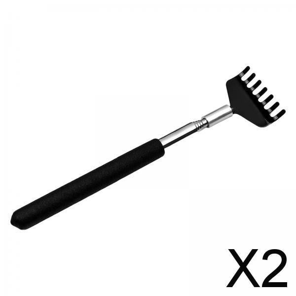 Rascador de espalda,Rascador de espalda telescópico ancho extensible de metal,Masajeador Extender Clip Rascador Largo Portátil,Herramienta manual extensible extensible para oficina y 2 piezas