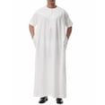 thumbnail image 4 of RXMEKW Short Sleeve Thobe with Neck Button and Pocket for Men, Casual Islamic Robe in Solid Color, 4 of 9