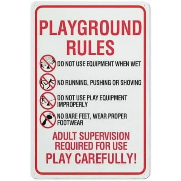 Playground Rules Symbols Sign Metal Signs 12X8 Inch Rust Free Aluminum,Uv Ink Printing,Durable Outdoor For Home
