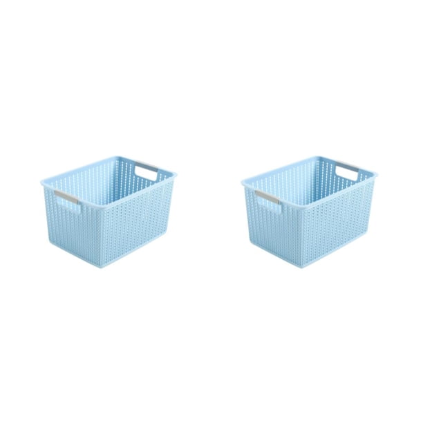 Caja de plástico duradera Yuarrent Organizador de almacenamiento apilable azul METRO 2Conjunto