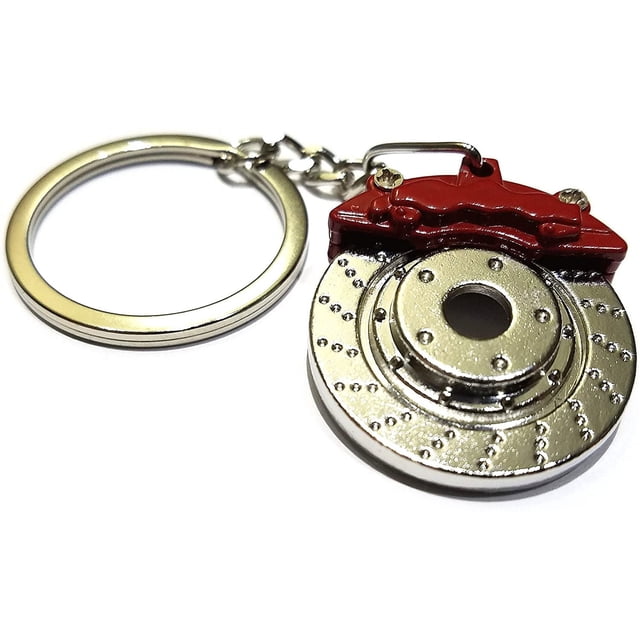 LAICAIW Porte-Clés Frein Rotor Rouge Argent Pièce Automobile Cadeau Voiture Porte-Clés, Rotor Rouge / Argent, Taille Unique
