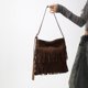 thumbnail image 4 of Bolso de hombro con borlas de invierno para mujer, bolso de mensajero vintage, bolso cuadrado pequeño (café), 4 of 6