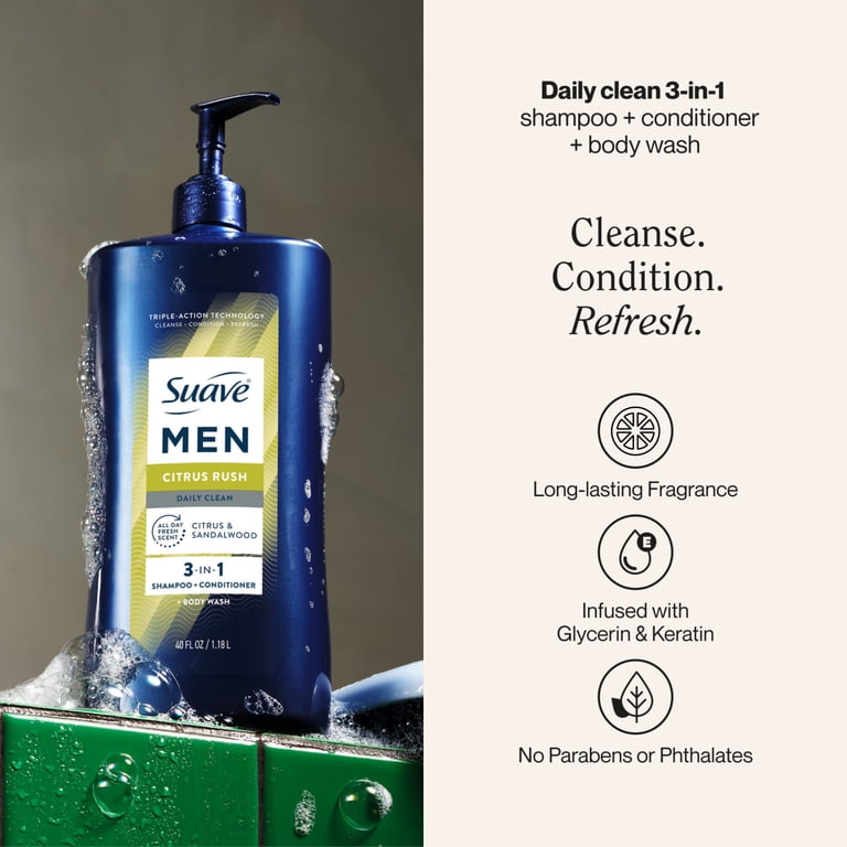 Suave Men Citrus Rush 3-in-1 Shampoo, Conditioner & Body Wash photo 2