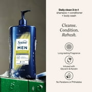 Suave Men Citrus Rush 3-in-1 Shampoo, Conditioner & Body Wash with Glycerin & Keratin, 40 OZ