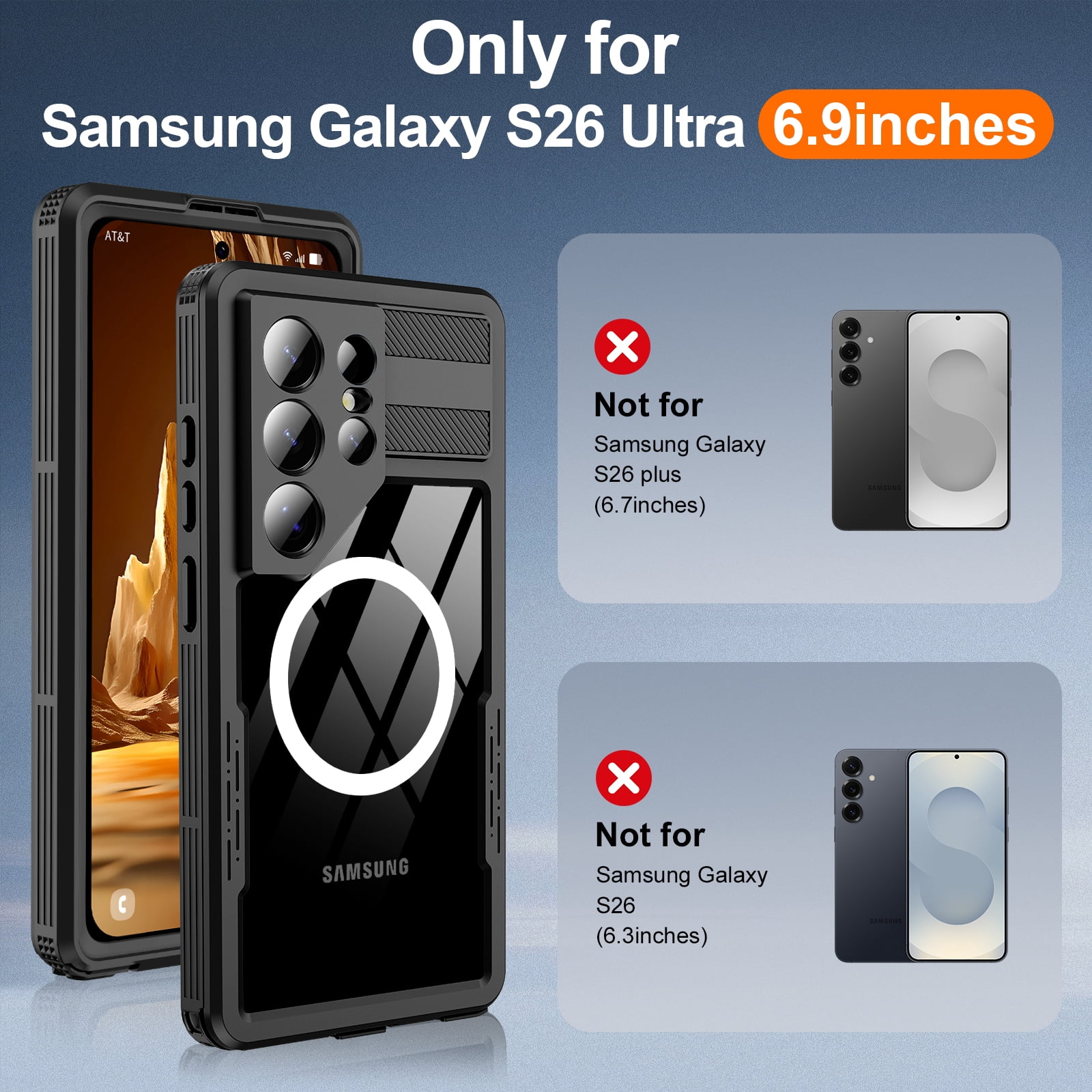 ANTSHARE for Samsung Galaxy S26 Ultra Case Waterproof, Built-in Lens & Screen Protector, Compatible with MagSafe, Shockproof Dropproof 360° Full Body Protection Phone Case for S26 Ultra 6.9''