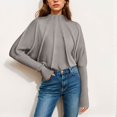 thumbnail image 2 of GEWSEY Women's Neck Batwing Sleeve Sweaters 2025 Fall Winter Oversized Knit Cute Pullover Sweater Dolman Tops Trendy (Grey, XL), 2 of 5